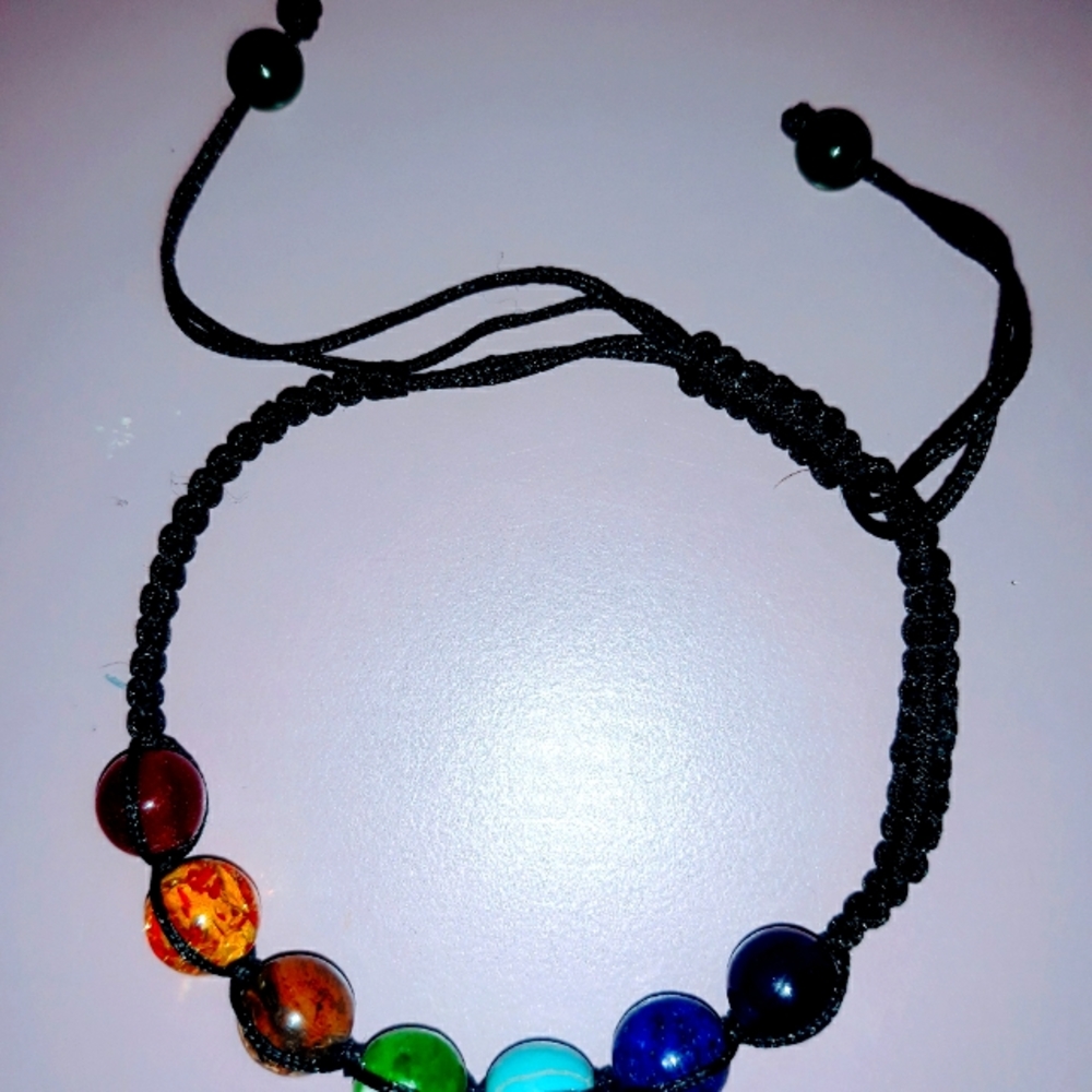 MEN'S HANDMADE FASHIONABLE LEATHER BEADED COLORFUL BRACELET, SLIP TIE